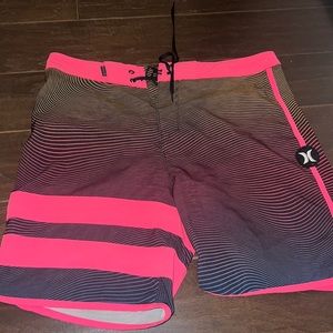 Hurley men’s swim trunks pink and black